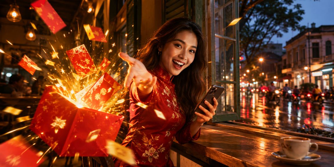 Phong bì đỏ may mắn và cà phê Việt Nam – không khí nhận thưởng voucher ngày Tết tại TP.HCM