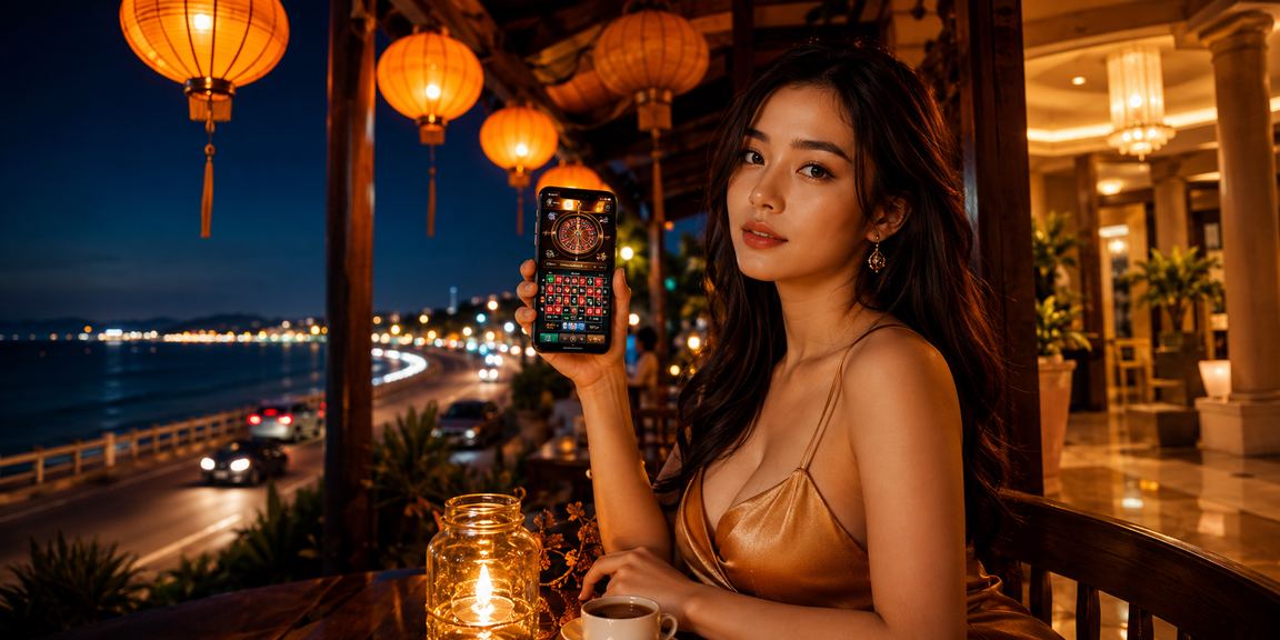 Người chơi Việt Nam đăng nhập bongda24 trong không gian cà phê phong cách Hội An